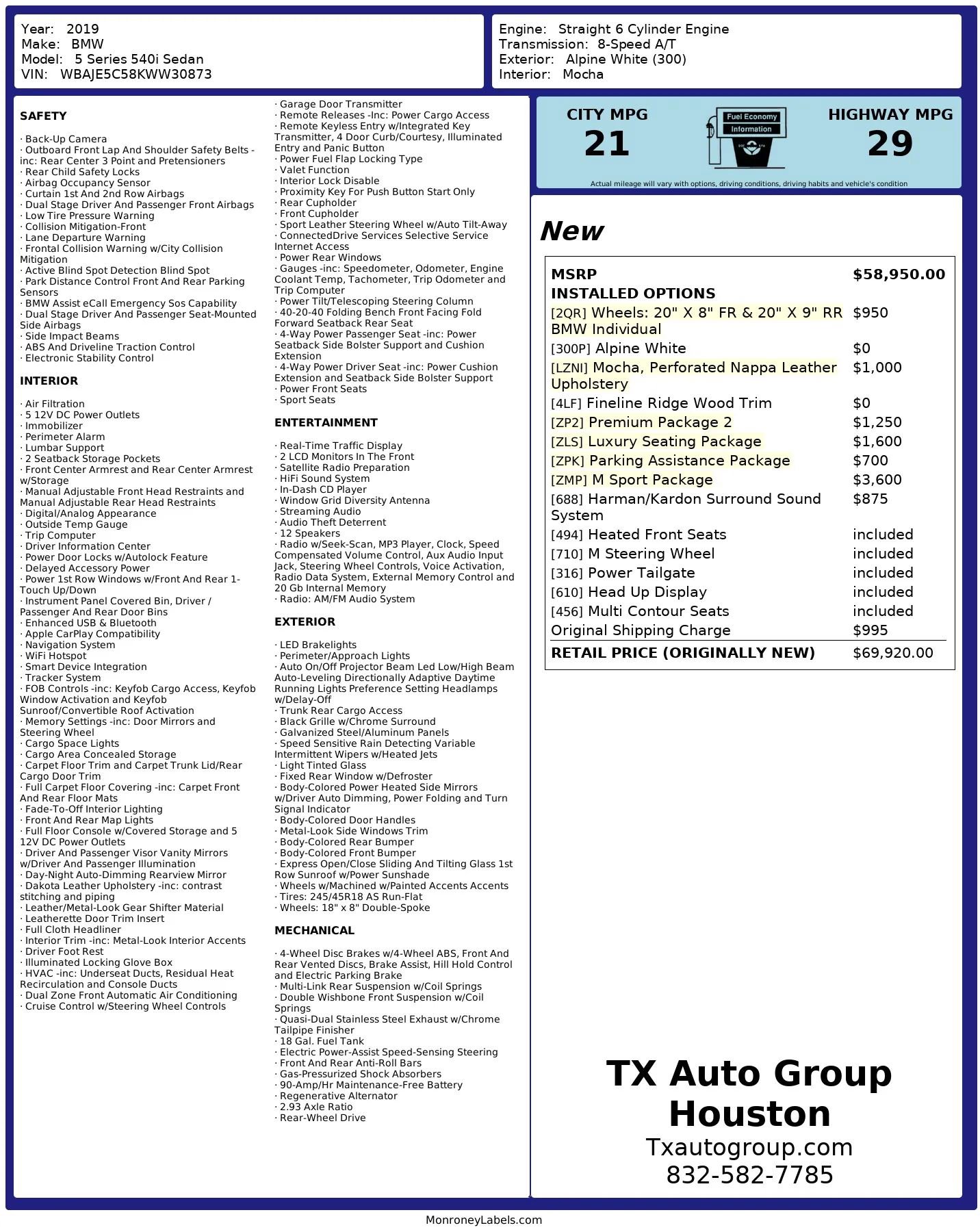 Used 2019 BMW 540i w/ M Sport Package image 3