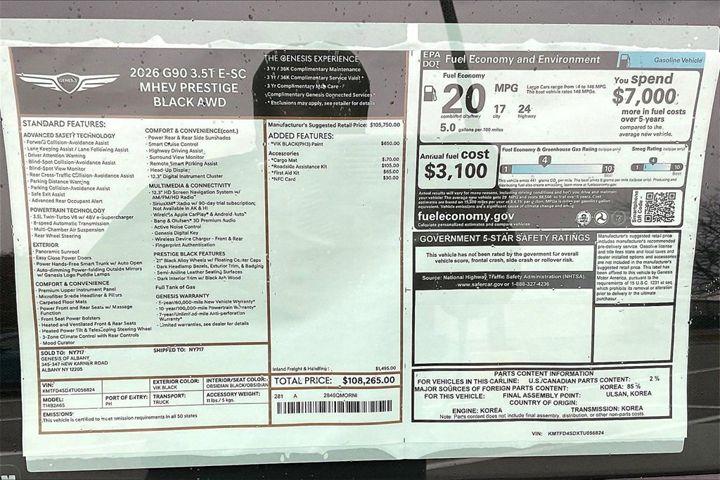 New 2026 Genesis G90 3.5T Prestige image 14