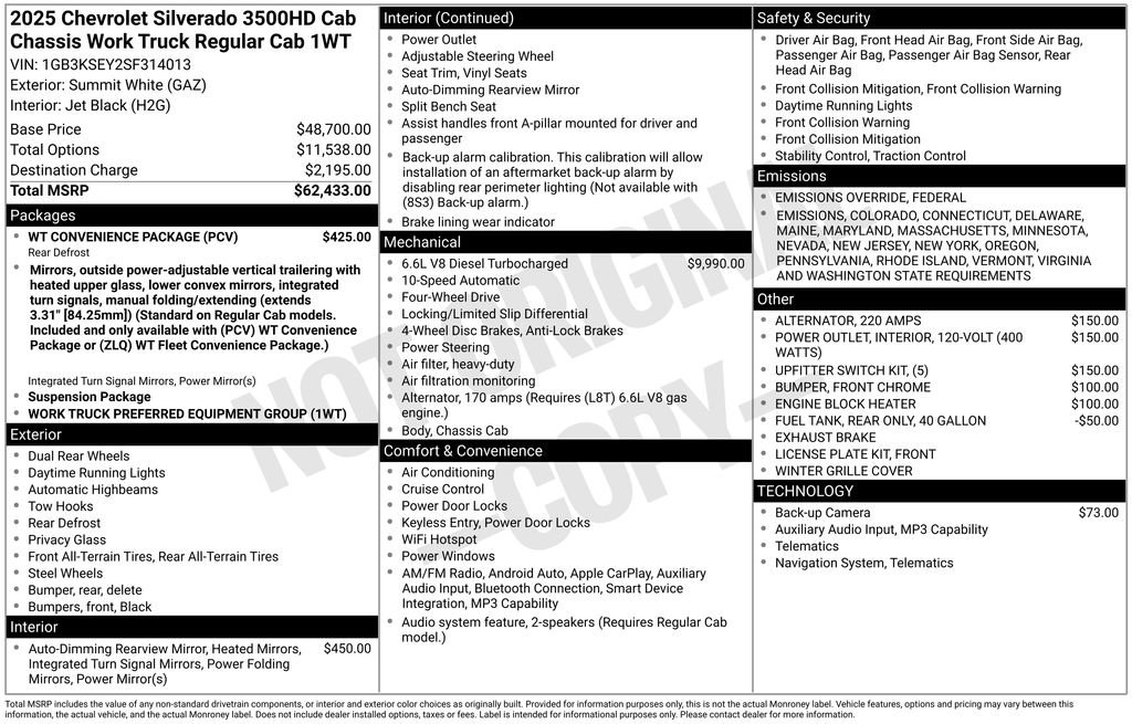 New 2025 Chevrolet Silverado 3500 W/T w/ WT Convenience Package image 28