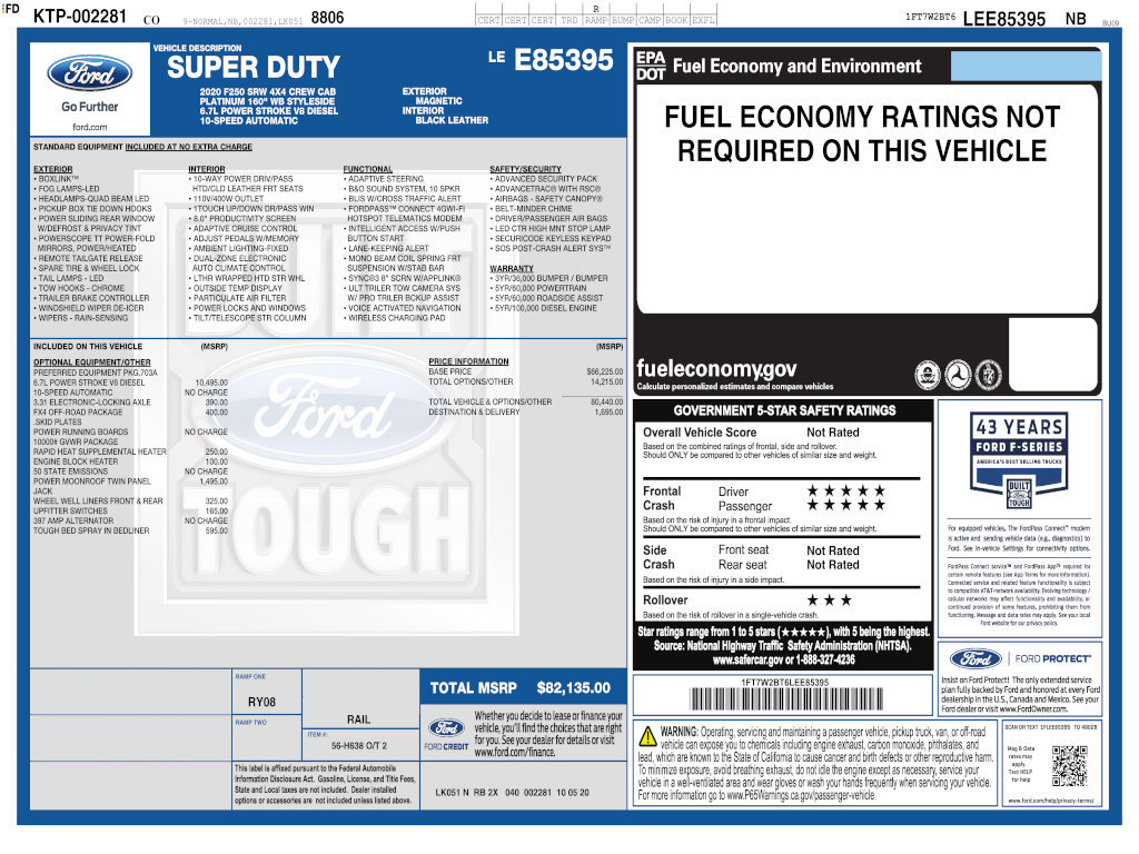 Used 2020 Ford F250 Platinum w/ FX4 Off-Road Package AWD/4WD image 4