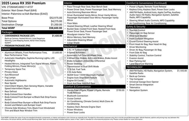 Certified 2025 Lexus RX 350 Premium w/ Convenience Package AWD/4WD image 44