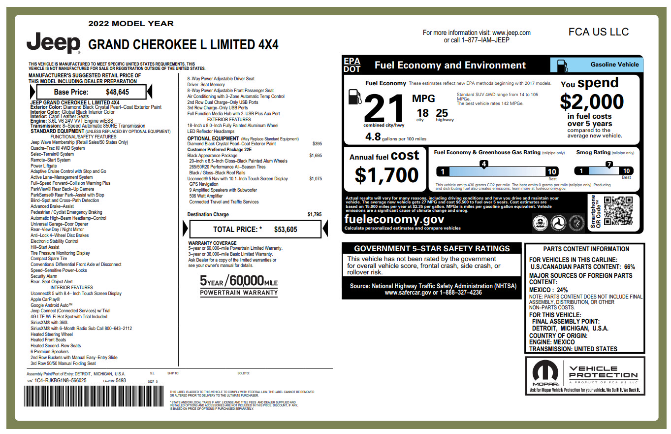 Used 2022 Jeep Grand Cherokee L Limited w/ Black Appearance Package AWD/4WD image 33
