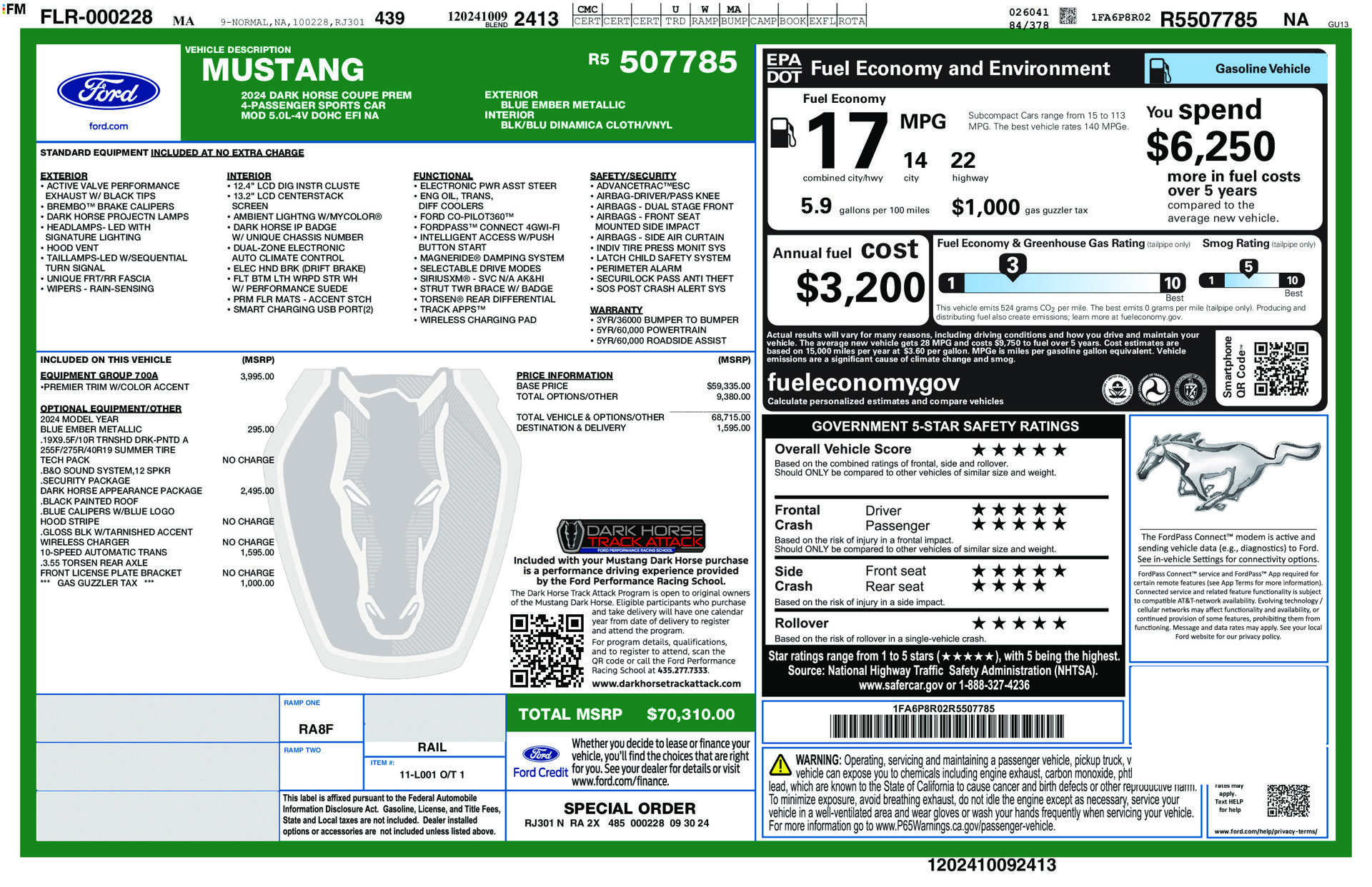 Used 2024 Ford Mustang Dark Horse RWD image 64