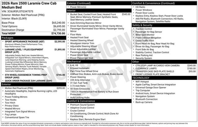 New 2026 RAM 2500 Laramie w/ Sport Appearance Package AWD/4WD image 9