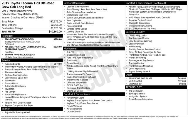 Used 2019 Toyota Tacoma TRD Off-Road w/ Technology Package image 31