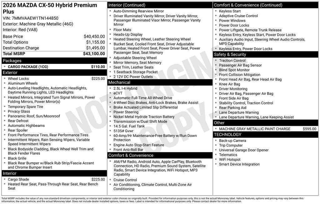 Certified 2026 MAZDA CX-50 2.5 Hybrid w/ Cargo Package AWD/4WD image 5
