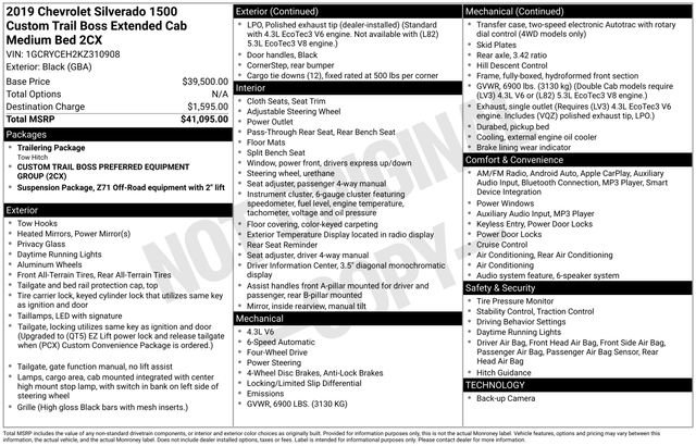 Used 2019 Chevrolet Silverado 1500 Custom Trail Boss image 26