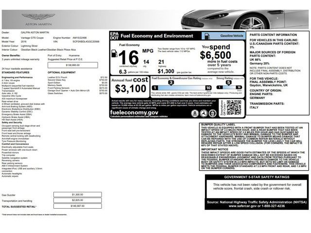 Used 2016 Aston Martin V8 Vantage S RWD image 1