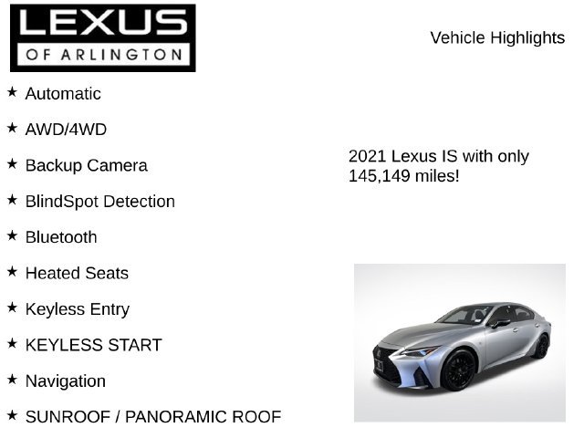 Used 2021 Lexus IS 350 F Sport w/ Dynamic Handling Package AWD/4WD image 8