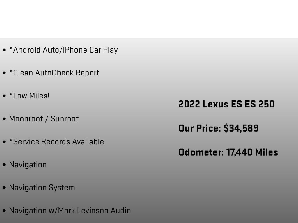 Used 2022 Lexus ES 250 w/ Premium Package AWD/4WD image 12