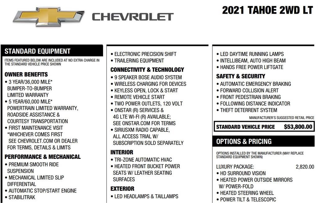 Used 2021 Chevrolet Tahoe LT w/ Luxury Package RWD image 22