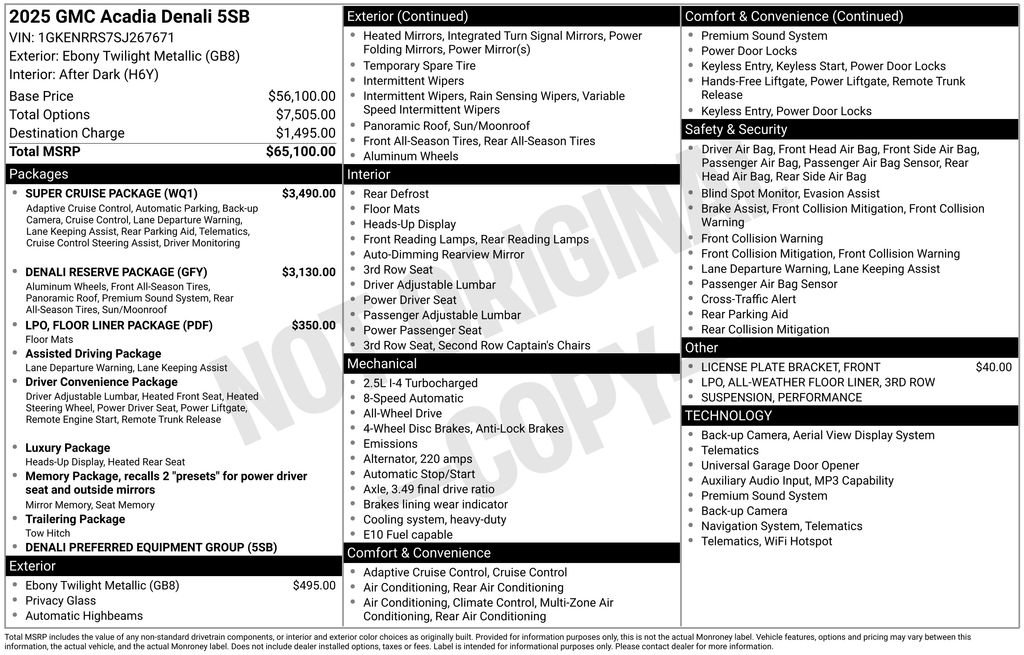 Used 2025 GMC Acadia Denali w/ Super Cruise Package AWD/4WD image 2