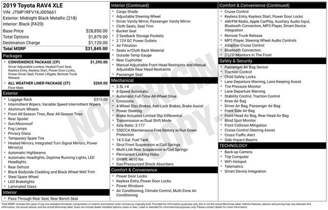 Certified 2019 Toyota RAV4 XLE w/ Convenience Package image 29
