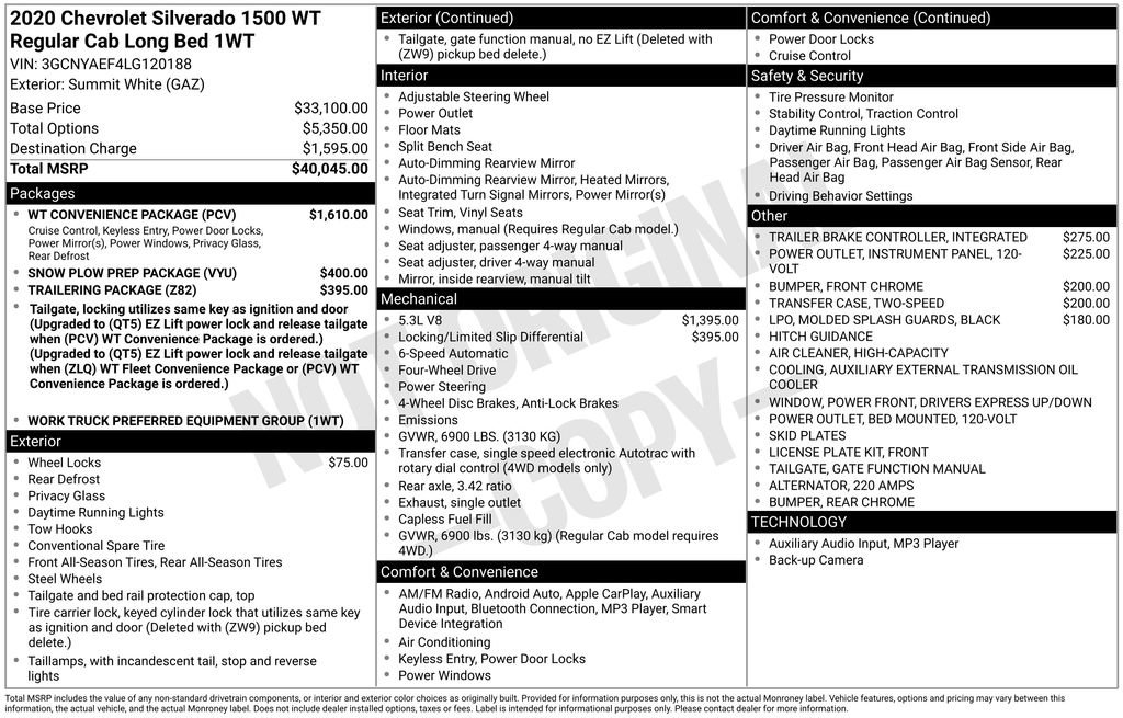 Used 2020 Chevrolet Silverado 1500 W/T w/ WT Convenience Package image 30