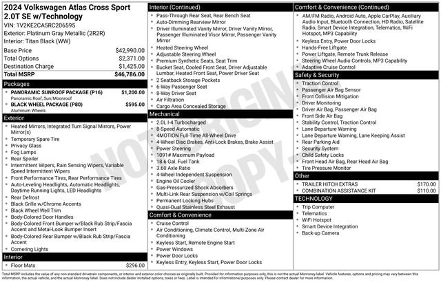 Certified 2024 Volkswagen Atlas Cross Sport SE w/ Panoramic Sunroof Package AWD/4WD image 43