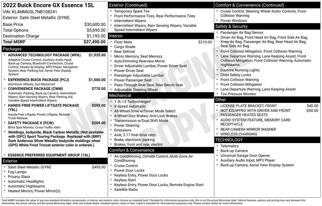 Used 2022 Buick Encore GX Essence w/ Advanced Technology Package image 30
