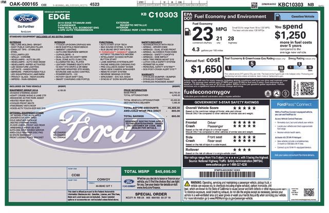 Used 2019 Ford Edge Titanium w/ Equipment Group 301A AWD/4WD image 35