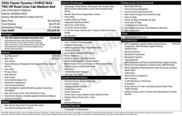 Certified 2026 Toyota Tacoma TRD Off-Road w/ TRD Off Road Upgrade Package AWD/4WD image 33