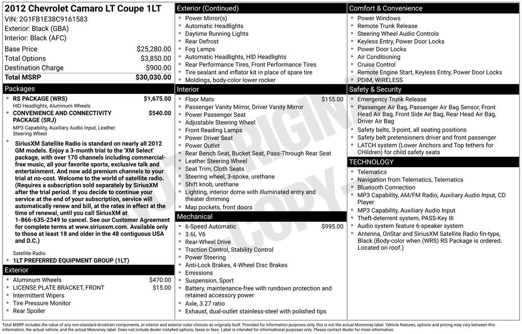 Used 2012 Chevrolet Camaro LT w/ RS Package RWD image 20