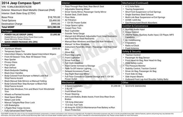 Used 2014 Jeep Compass Sport w/ Power Value Group FWD image 27