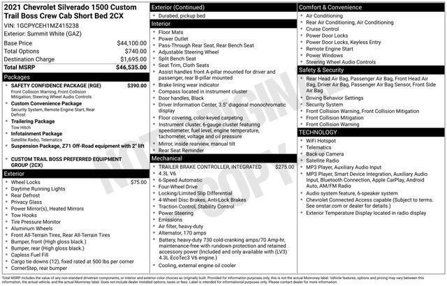 Used 2021 Chevrolet Silverado 1500 Custom Trail Boss w/ Safety Confidence Package AWD/4WD image 3