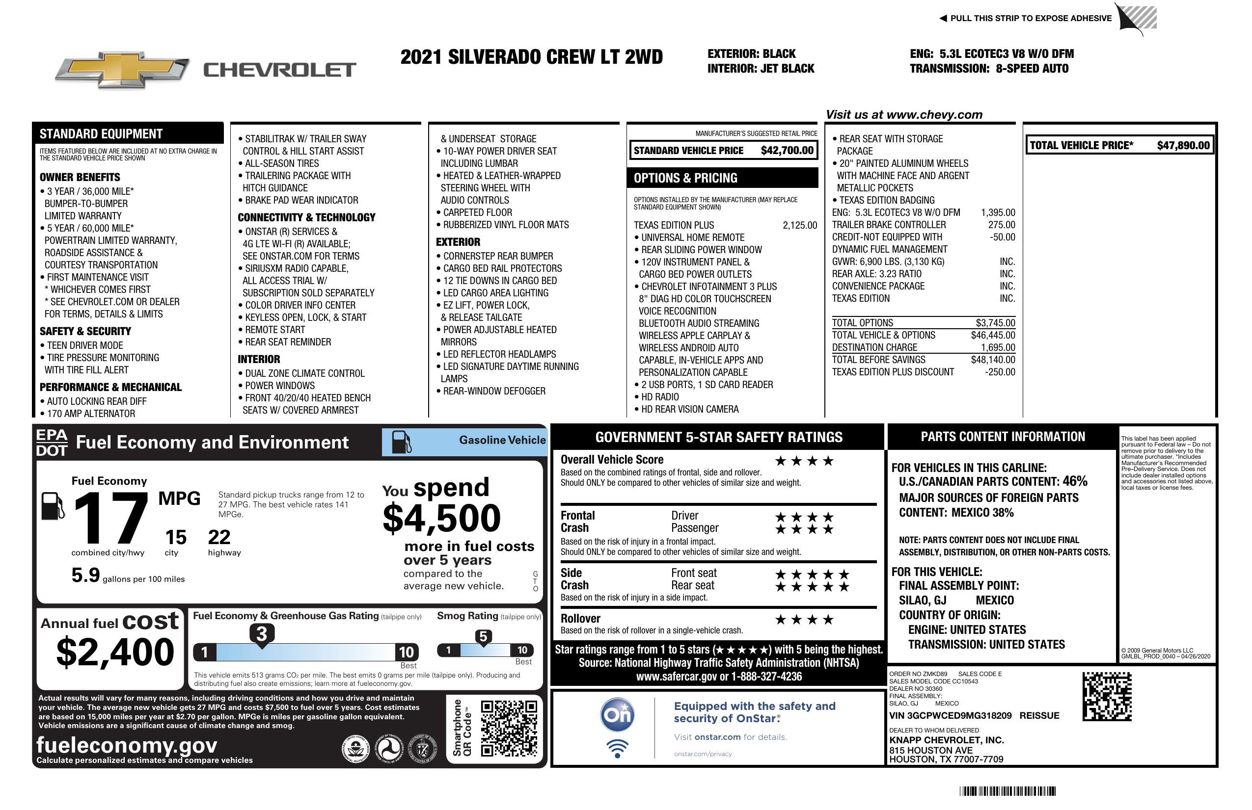 Used 2021 Chevrolet Silverado 1500 LT w/ Texas Edition Plus image 3