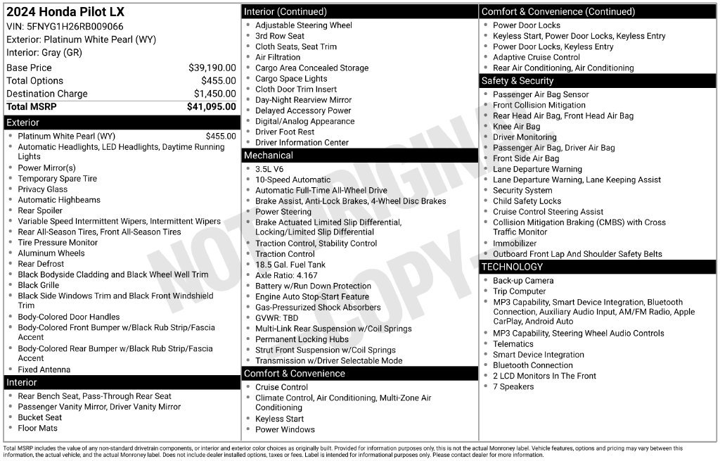 Certified 2024 Honda Pilot LX image 22