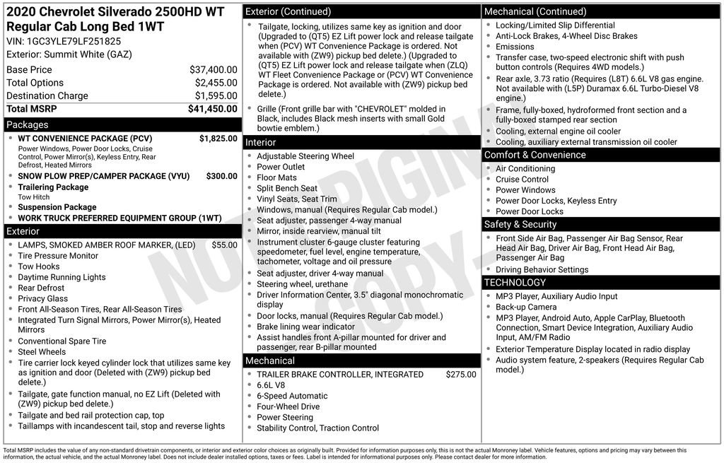 Used 2020 Chevrolet Silverado 2500 W/T w/ WT Convenience Package AWD/4WD image 2
