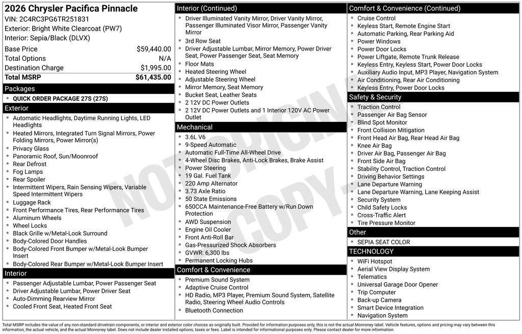 New 2026 Chrysler Pacifica Pinnacle image 6