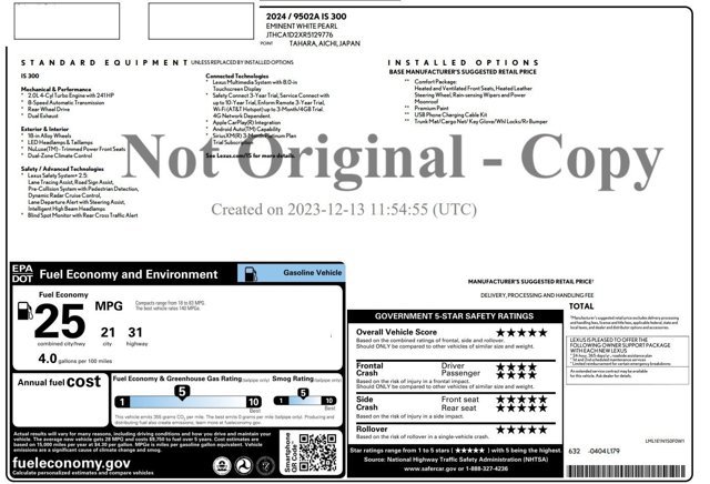 Certified 2024 Lexus IS 300 w/ Comfort Package RWD image 3