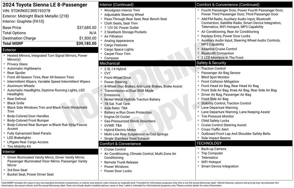 Used 2024 Toyota Sienna LE FWD image 38