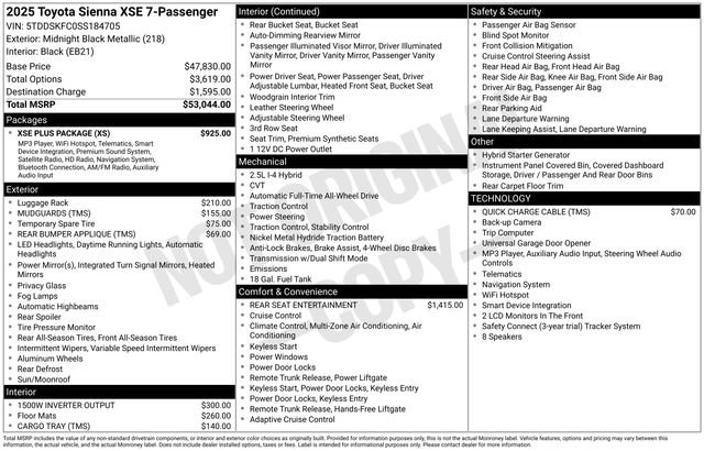 Used 2025 Toyota Sienna XSE w/ XSE Plus Package AWD/4WD image 24