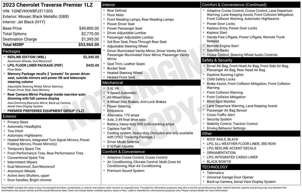 Used 2023 Chevrolet Traverse Premier w/ Redline Edition AWD/4WD image 8