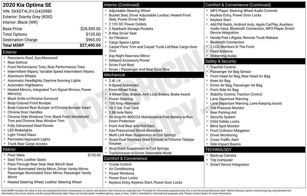 Used 2020 Kia Optima SE image 6