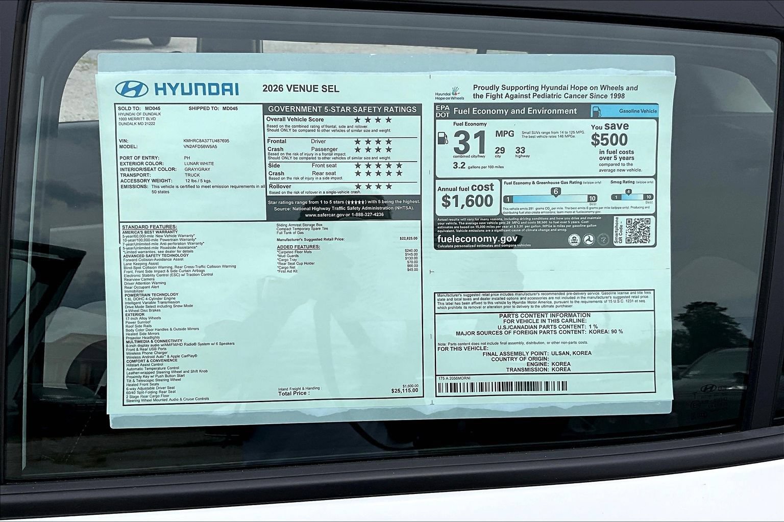New 2026 Hyundai Venue SEL FWD image 17