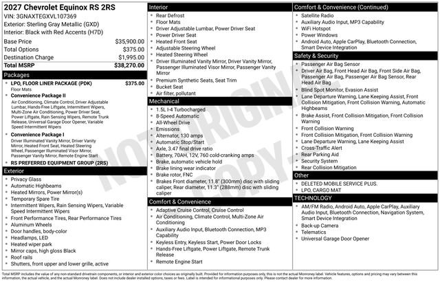 New 2027 Chevrolet Equinox RS w/ LPO, Floor Liner Package AWD/4WD image 5