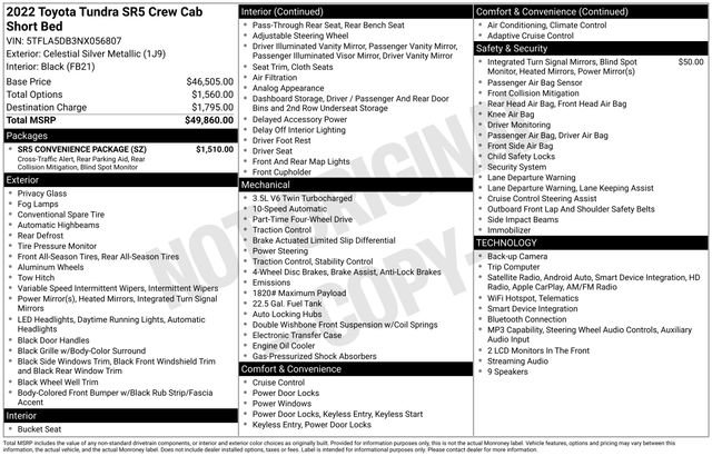 Used 2022 Toyota Tundra SR5 w/ SR5 Convenience Package AWD/4WD image 7