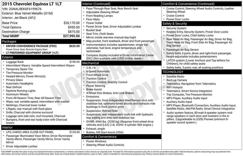 Used 2015 Chevrolet Equinox LT w/ Driver Convenience Package FWD image 6