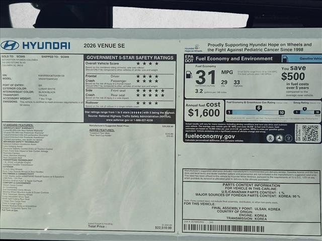 New 2026 Hyundai Venue SE FWD image 17