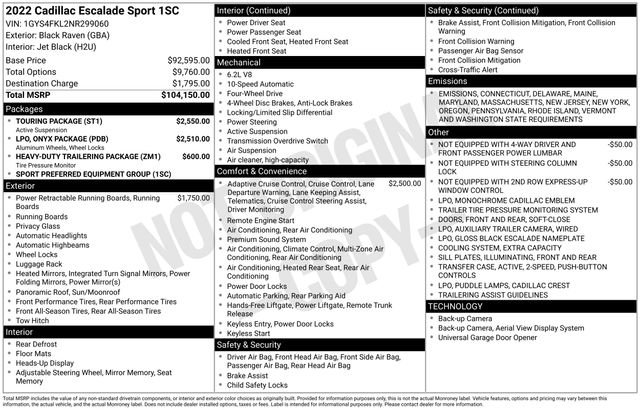 Used 2022 Cadillac Escalade Sport w/ Touring Package image 34