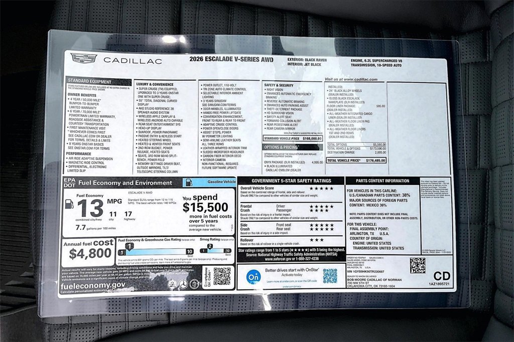 New 2026 Cadillac Escalade V w/ LPO, ONYX Package image 14