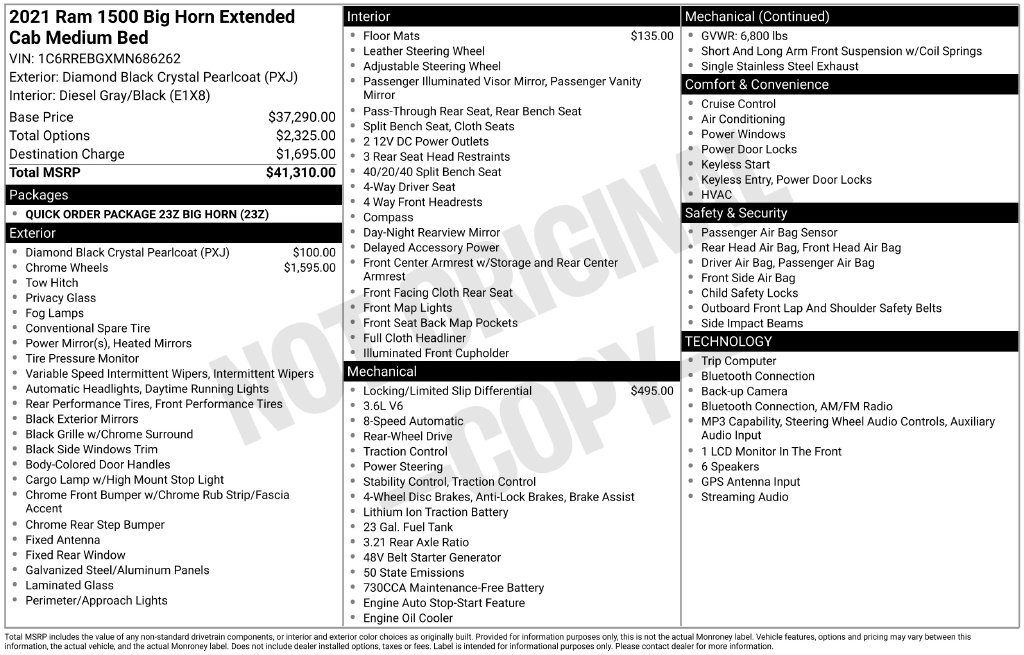Used 2021 RAM 1500 Big Horn RWD image 49