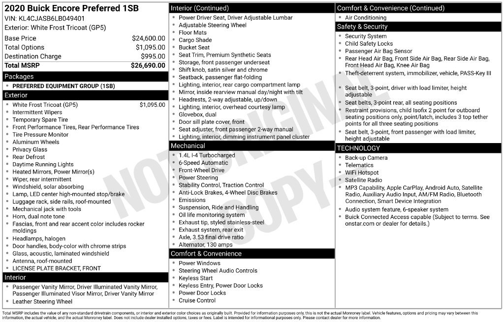 Certified 2020 Buick Encore Preferred FWD image 31