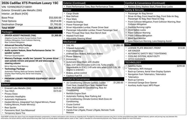 New 2026 Cadillac XT5 Premium Luxury w/ Driver Assist Package image 30