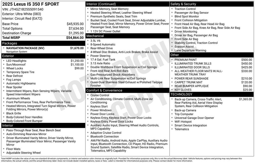 Used 2025 Lexus IS 350 F Sport w/ Navigation Package RWD image 38