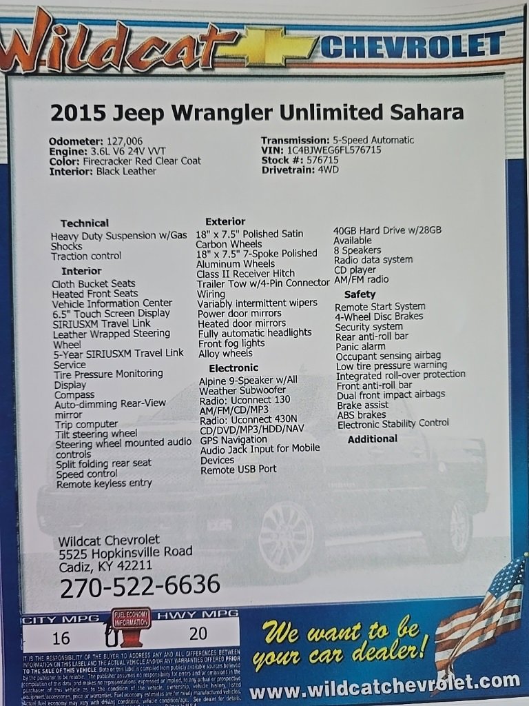 Used 2015 Jeep Wrangler Unlimited Sahara w/ Max Tow Package image 28