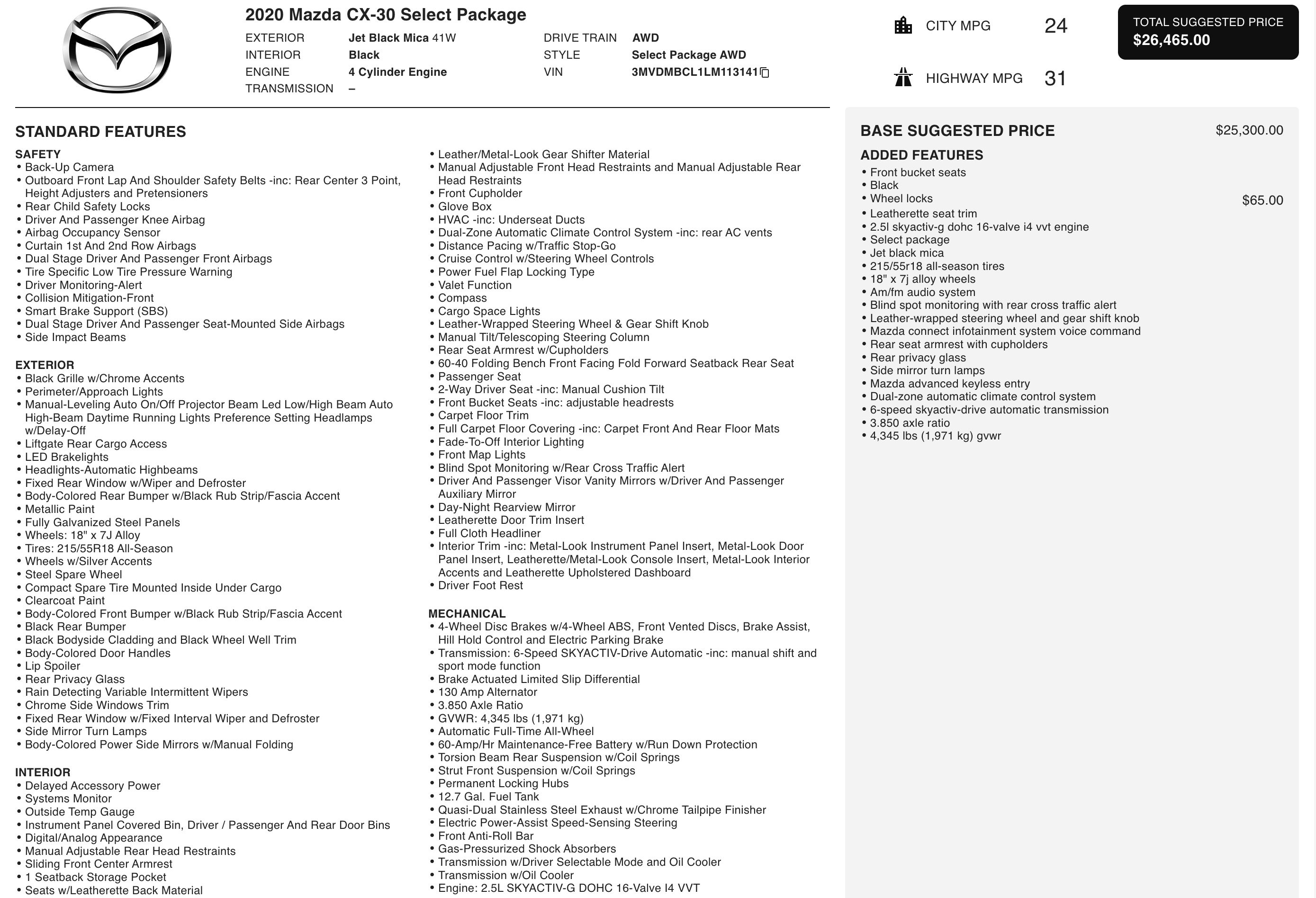 Used 2020 MAZDA CX-30 AWD w/ Select Package image 5