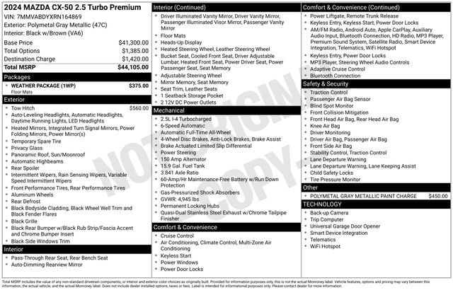 Used 2024 MAZDA CX-50 AWD 2.5 Turbo w/ Weather Package image 27