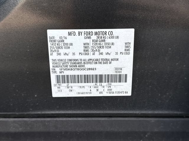 Used 2016 Ford Explorer Sport w/ Equipment Group 401A AWD/4WD image 23