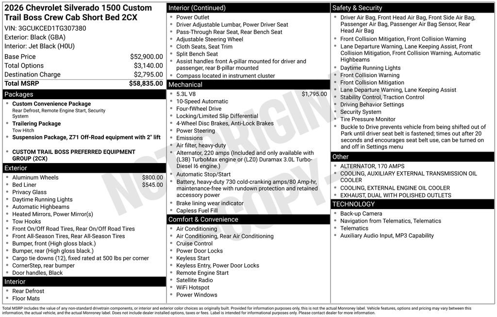 New 2026 Chevrolet Silverado 1500 Custom Trail Boss AWD/4WD image 25